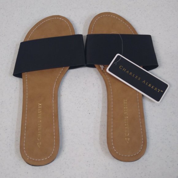 Charles Albert Slide On Sandals Flip-Flop L 8/9 Flat Open-Toe Style: Carrie NWT - Picture 2 of 4
